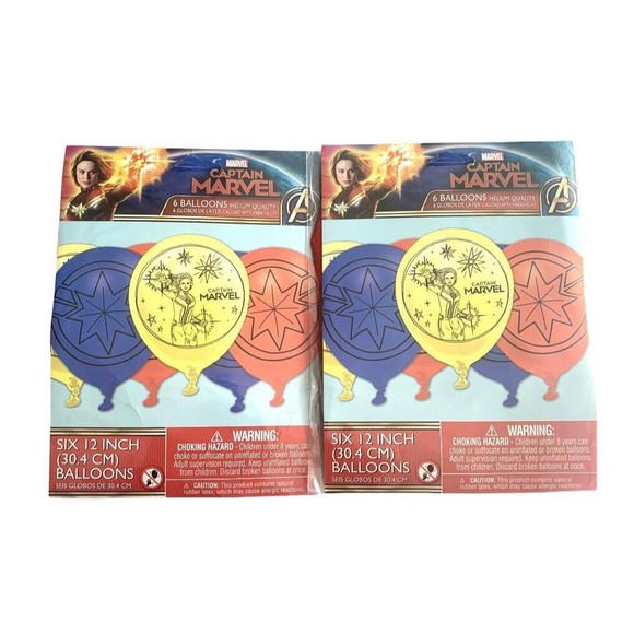 12 Balloons 12" Captain Marvel Latex Balloons - Birthday Party Supplies Decor - Picture 1 of 1